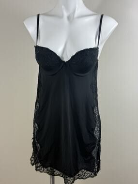 Victoria’s Secret Chemise Lingerie Womens Size 36B Black Lace Babydoll Romantic